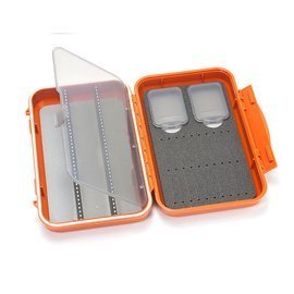 C&F Design Medium 2-Row Waterproof Tube Fly Case with 3 Compartmentsp Burnt Orange