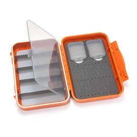 C&F Design Medium 2-Row Waterproof Tube Fly Case with 5 Compartments Burnt Orange