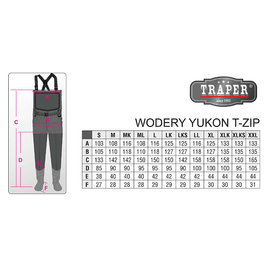 Traper Breathable Waders Yukon Grey T-ZIP