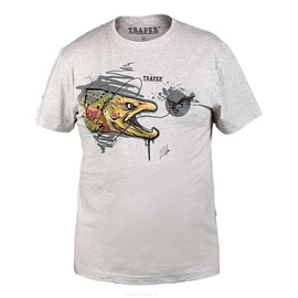 Traper t-shirt Art Trout Light Grey